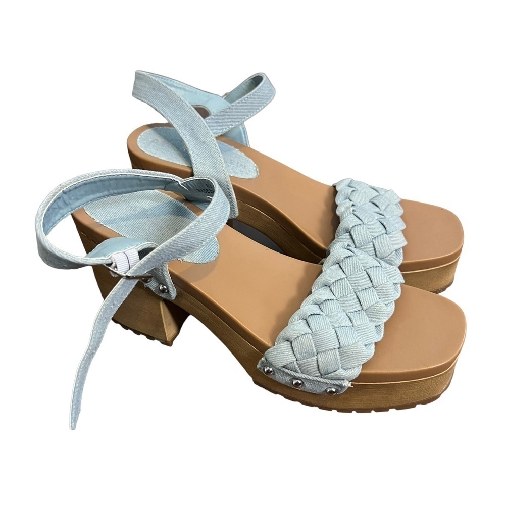3/$30 ☀️ Anne Klein Loris Woven Ankle Strap Platform Sandals Blue - Picture 9 of 9
